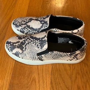 Pink snake slip on sneakers